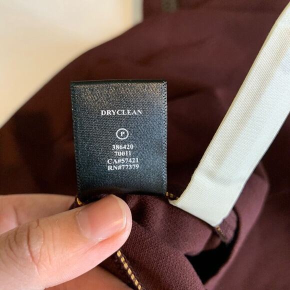 Ann Taylor Dress Womens 2 Deep Burgundy Faux Leather Side Braided Back Zip Shift - Picture 12 of 16